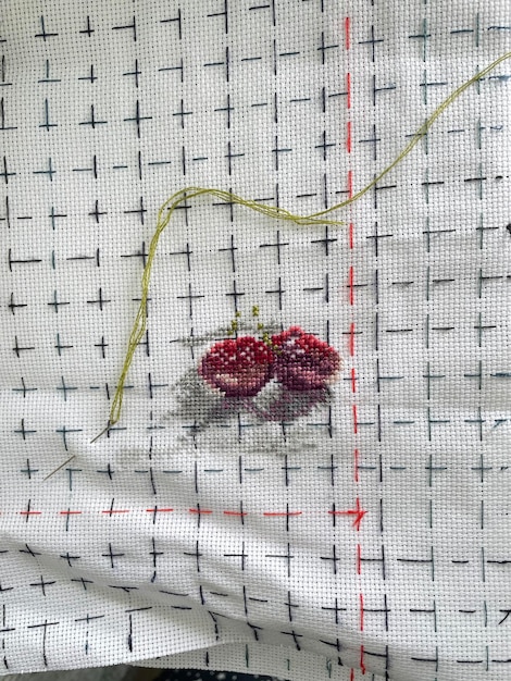 ręcznie haftowany wzór z bliska